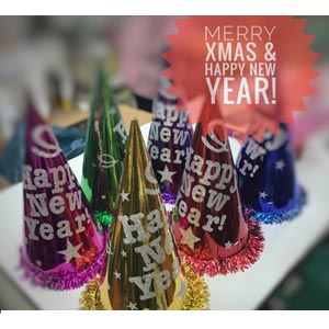 หมวกปีใหม่ แพ็ค 6 ชิ้น สูง happy new year